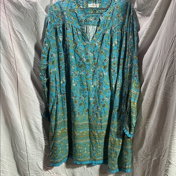 Natural Life Teal and Green Floral Dress size XL - Picture 1 of 12